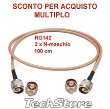 Cavo RF coassiale 50ohm RG142  100cm con 2 connettori N Maschio SNC1B
