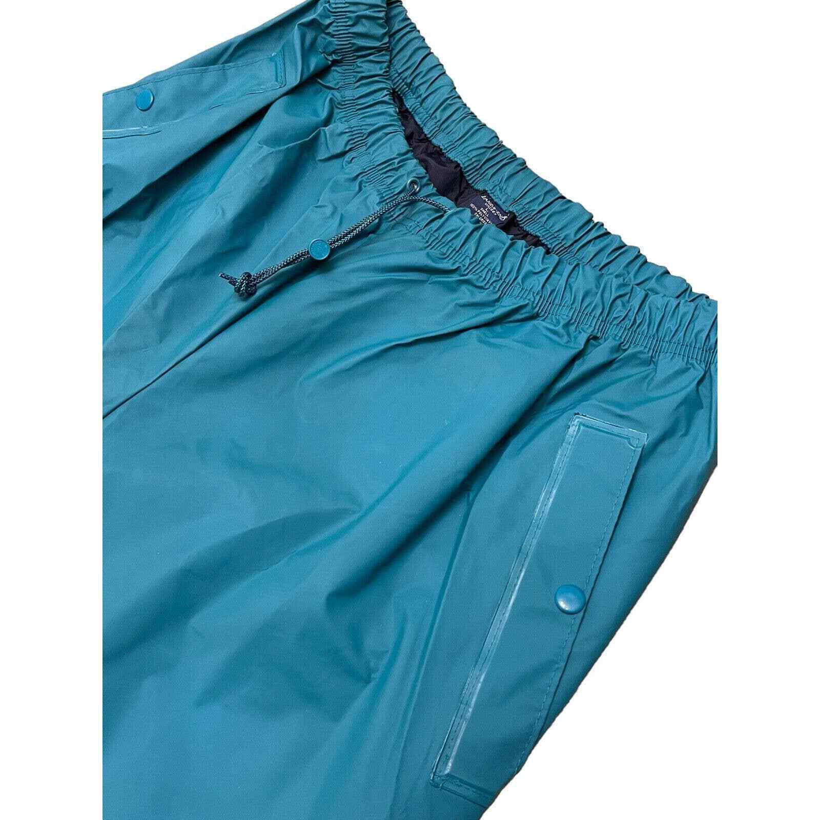 Lands End 2 Piece Nylon Rain Suit Vented Hooded Jacket and Pants