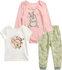 Disney ☆ Baby Girls' Bambi and Thumper 3-Piece Pants Set ☆ 0-24 Months
