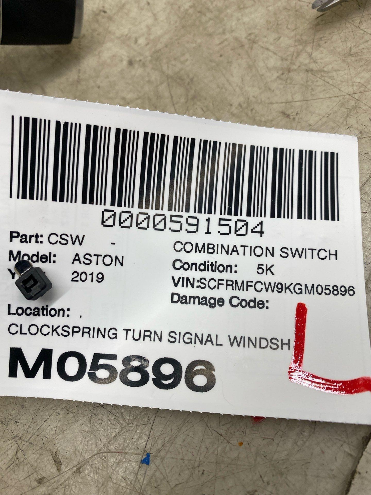 2017-2023 ASTON MARTIN DB11 CLOCKSPRING TURN SIGNAL WIPER CRUISE CONTROL LEVER