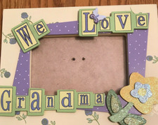 We Love Grandma Wood 3D Photo Frame Purple Yellow New 9 in x 7 in