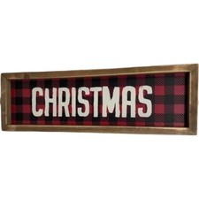 Christmas Buffalo Checked Sign 15 inch READ Red Black Primitive Rustic Holiday