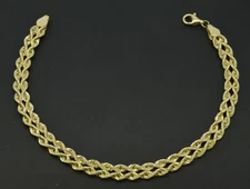 10K Yellow Solid Gold Twist Rope Chain 4mm Bracelet 2.1gr 7 ''