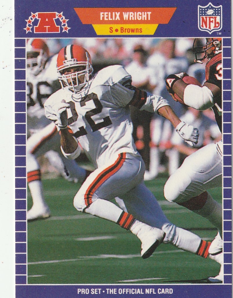 FREE SHIPPING-MINT-1989 Pro Set #85 Felix Wright Cleveland Browns +BONUS CARDS