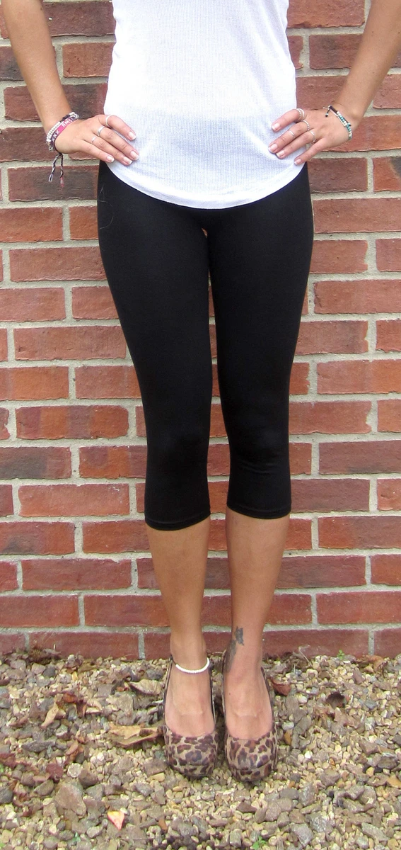 Cropped 3 4 cotton leggings footless New Black Navy Size 8 10 12 14 16 18 20 22
