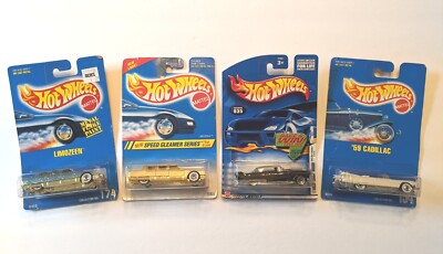 Hot Wheels '57 & '59 Cadillac Eldorado Blue & Gold Limozeen Die-Cast Lot of 4  