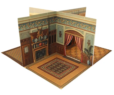 Antique Repro Paper Dollhouse 4 Room 12 Page Victorian Book Miniature McLoughlin