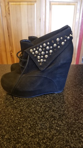 Shoes Black Wedge Bootie - Picture 3 of 5
