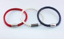 Handmade Faux Leather 7.5 in. Bracelet with Stud Accents and Magnetic Clasps