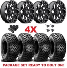 Fuel Assault Black Milled Wheel Tire Mud Package Set 33 12.50 20 D546 1500 Fuel Assault Black Milled Wheel Tire Mud Package Set 33 12.50 20 D546 1500