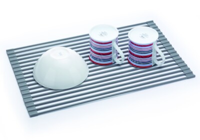Geschirr Trocknen Matte Faltbar Edelstahl über der Spüle Roll Up Rack 20,5'' x 13''