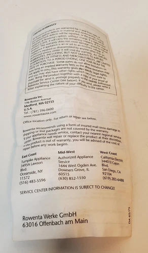 Rowenta DA-75 Steam N Press Dual Voltage Travel Steam Iron Bag Manual Tested - Picture 17 of 17