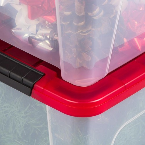 20 Quart Kunststoff Aufbewahrungsbehälter zum Einrasten Stapelbar Tragetaschen 4er Pack Langlebig Klar Neu - Bild 4 von 6