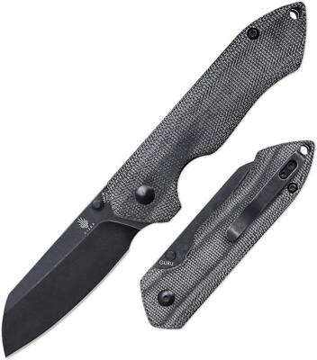 KIV3504C1 Kizer Guru Black 154CM Black Sheepsfoot Blade Micarta Handles IKBS