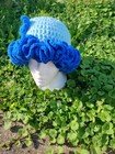 Handmade Crochet Blue And Light Blue Bucket Hat With Ruffles One Size Fits Most — photo 3