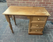 Pine Wood Computer Desk with 3 Drawers, Freestanding, Brown Home Office/Study