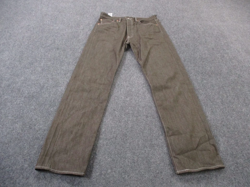 Jeans Levis Hombre 33 X 34 Marrón 501 Pierna Recta Regular Trabajo Rojo Pestaña Country Foto 2 de 4