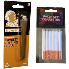 CLESEN Fake Puff Cigarettes Pack of 6   1 Set  Medium, Brown/White/Black