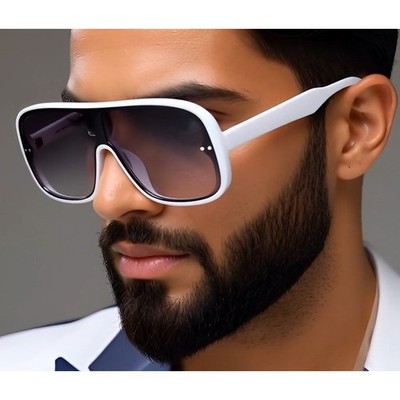 Men Sunglasses Black Gradient Lens White Frame Fancy Comfortable Outfit Designer