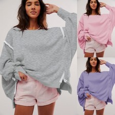 Womens Long Sleeve Casual Loose Crewneck Sweatshirt Tops Cute Jogging Pullover