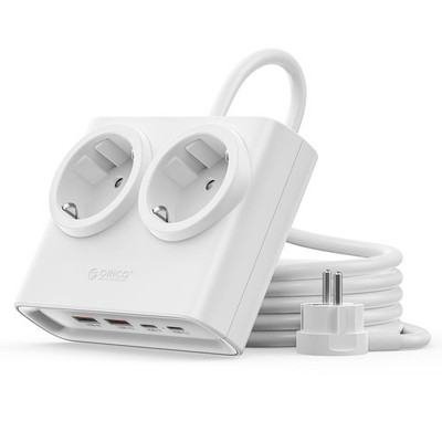 ORICO 25W GaN Mehrfachsteckdose 6-in-1 Weiß mit 2 AC und 4 USB (2 USB-C PD), ...