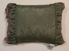 Croscill Parfait Decorative Rectangle Pillow Green w/ Fringe RARE