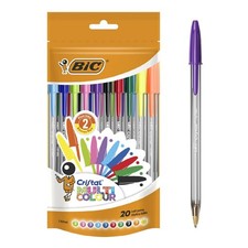 BIC Cristal Multicolour Ballpoint Pens Pack of 20 Assorted Ink Colors