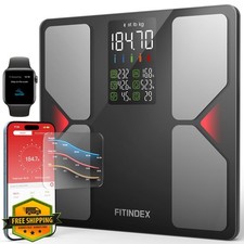 FITINDEX Smart Scale, BMI Body Fat Analyzer, Bluetooth APP Sync, 500lbs