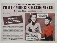Philip Morris Cigarettes Recognized by Medical Authorities Vintage Print Ad 1944