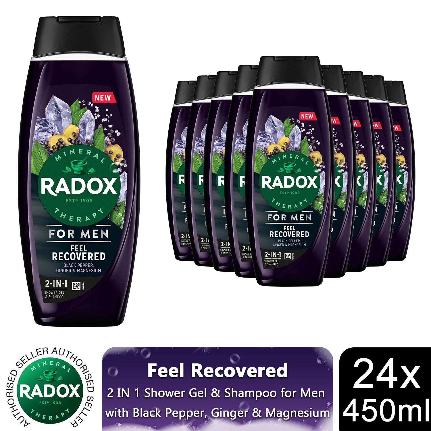 24x Radox Mineral Therapy Feel Recovered 2in1 Shower Gel & Shampoo for Men,450ml
