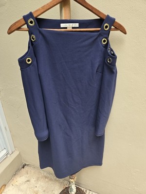 Boston Proper Cold shoulder dress Navy Blue Stretch S Small NWOT