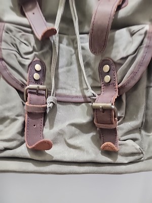 american crew backpack canvas leather okpta1519426 0973628 Distressed Heavy Duty Green Canvas & Leather Backpack OKPTA1519426, OK. 0973628