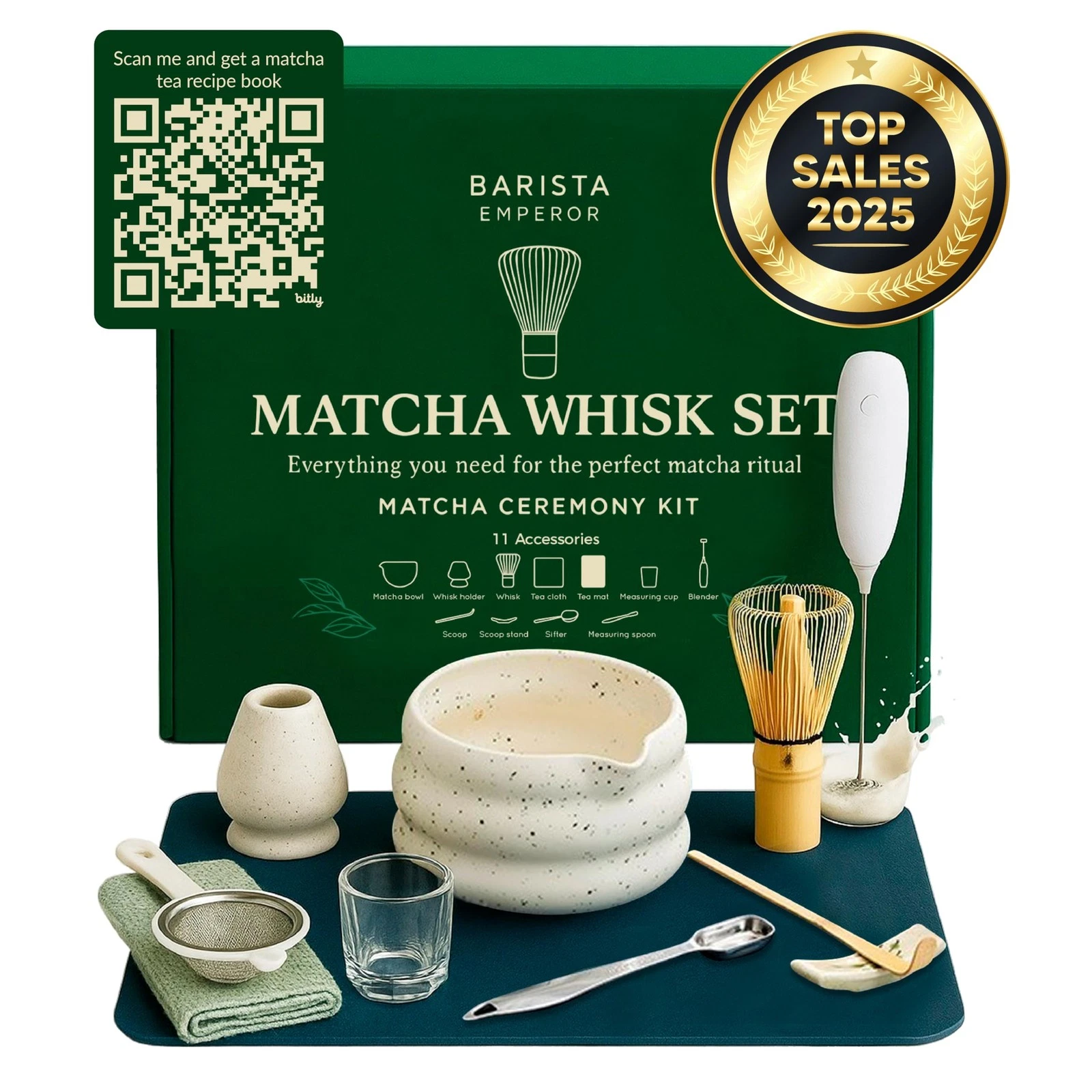BARISTA EMPEROR® PREMIUM 11pcs MATCHA WHISK SET - Standard, White