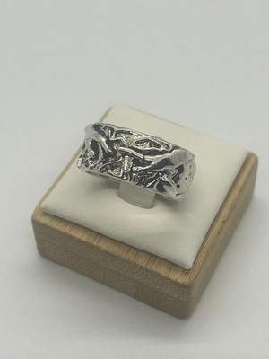 J47   ''Creation of Adam'' Silver Artistic Ring   