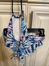 Kanu Surf Girls Mahina Beach Sport Halter Tie Dye Two-Piece Bikini Set Blue 14