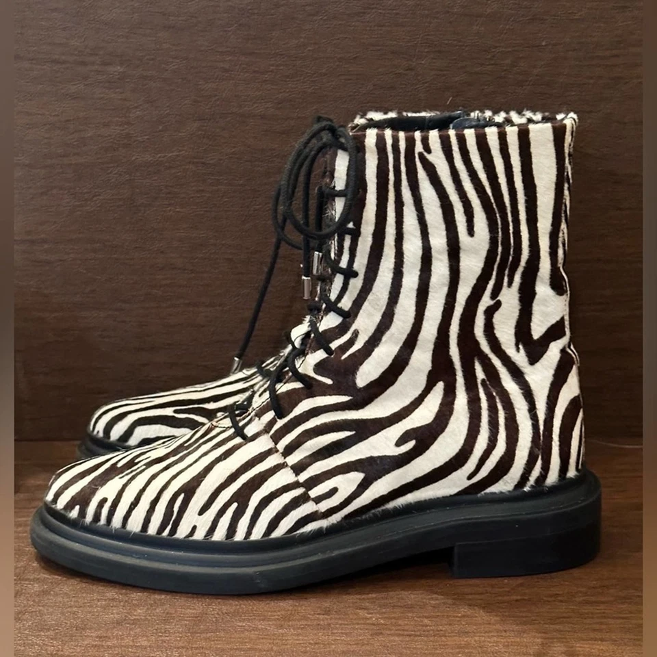 Botines con cordones de gamuza premium anís en cebra talla US 7 UK 5 ASOS DESIGN Foto 2 de 4