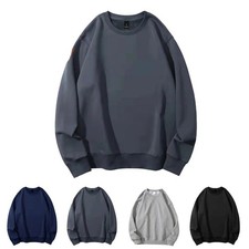 Mens Crew Neck Sweatshirt Thermal Thick Plush Lined Long Sleeve Pullover