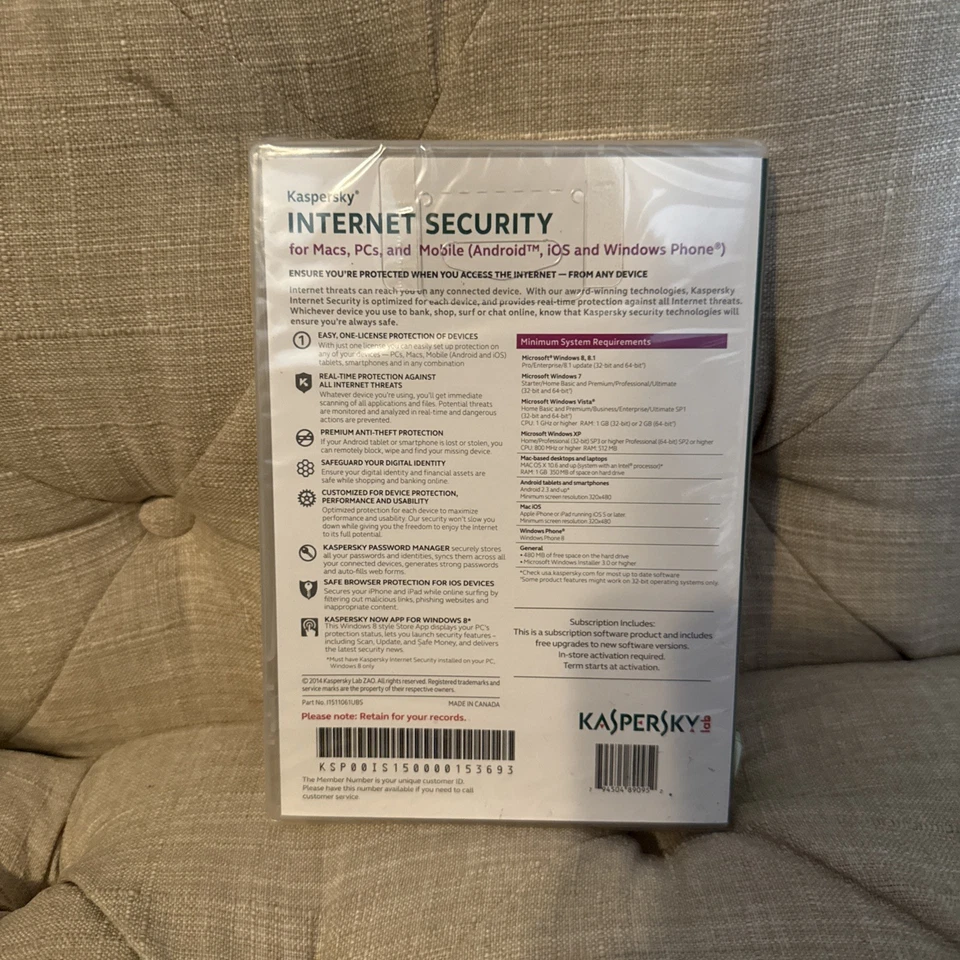 Kaspers Internet Security Premium Protection 3 Devices 2014 Sealed MAC iOS & - Image 2 of 2