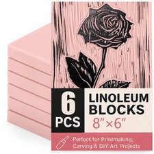 6PCS 8x6 Inch Rubber Linoleum Blocks for Printmaking Stamp Carving Crafts