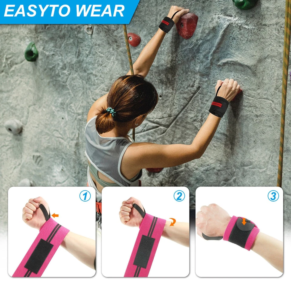 1 Set Wrist Wraps Strap, Wrist Compression 20"x3" for Fitness, White, Red - Image 4 of 4