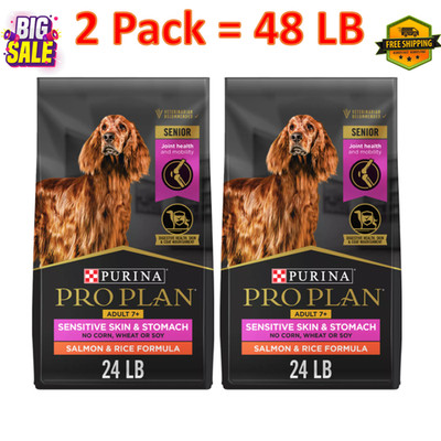 48 LB/ 2 Pack Purina Pro Plan Sensitive Skin & Stomach Senior 7+ Dry Dog Food -