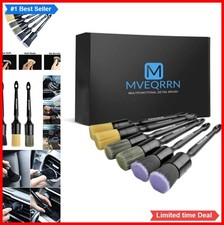 Car Detailing Brush Set 6 Pcs Boars Hair Soft Bristle Interior Exterior Wheel