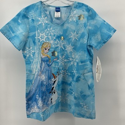 Cherokee Scrub Top Disney Elsa Olaf Small