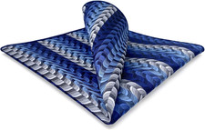 SHLAX WING Ripple Blue Mens Pocket Square Silk Hanky Business Wedding Gift