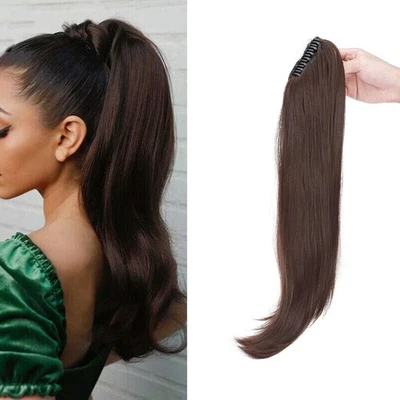 55cm Longue Postiche Queue de Cheval Avec Pince Extension Claw On Ponytail Ch... - Photo 1/4