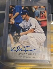 2018 Topps Stadium Club Kyle Farmer rookie on card autograph auto DODGERS . rookie card picture
