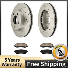 For 2002-2007 Jeep Liberty Front Drilled Slotted Brake Rotors Ceramic Pads