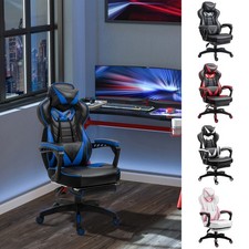 Racing Chair Recliner with Wheels, Pillow, Retractable Footrest Refurbished