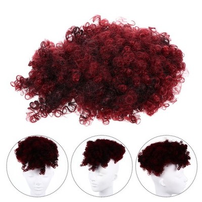  Puff Afro Curly Perücke Haar Brötchen mit Bang Perücke Party Haarteil für