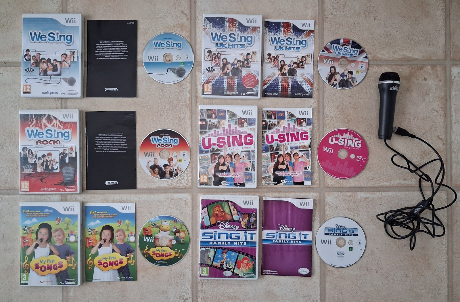 DISNEY SING IT FAMILY HITS WE SING U-SING MICROPHONE NINTENDO WII GAME BUNDLE